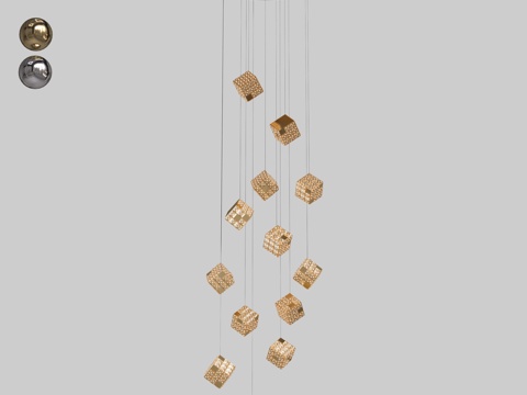  优雅萤石瀑布吊灯 (OM)3d模型 