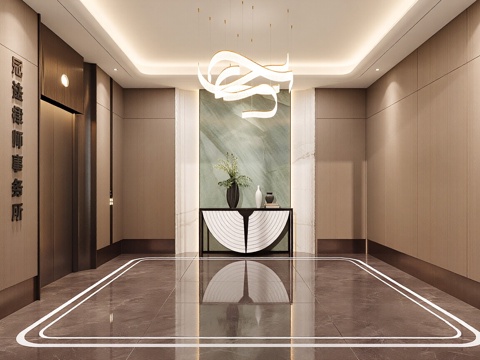  意式轻奢电梯间 吊灯 酒店电梯间 办公电梯间 垃圾桶3d模型 