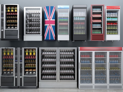  现代冰箱 双开冰箱 单开冰箱 柜式冰箱 多层冰箱 超市冰3d模型 