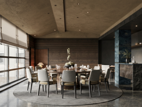 现代，酒店，餐包su模型