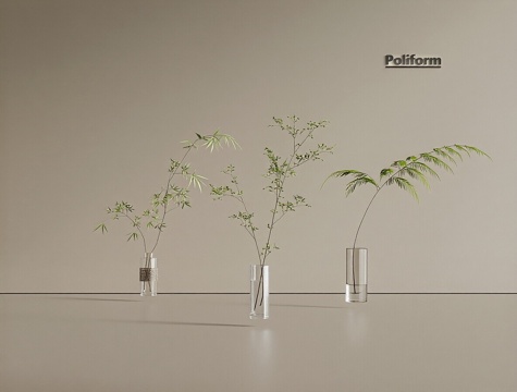  现代水生植物 绿植花瓶 绿植摆件 花瓶植物3d模型 