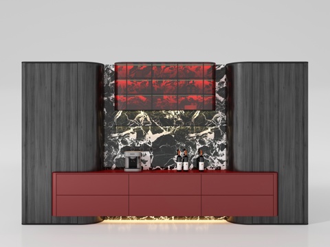  现代酒柜 餐边柜3d模型 