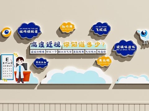  眼科装饰画  眼镜店装饰画  眼镜店打卡墙   视光中心装饰3d模型 