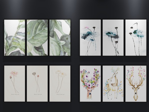  现代挂画 装饰画3d模型 