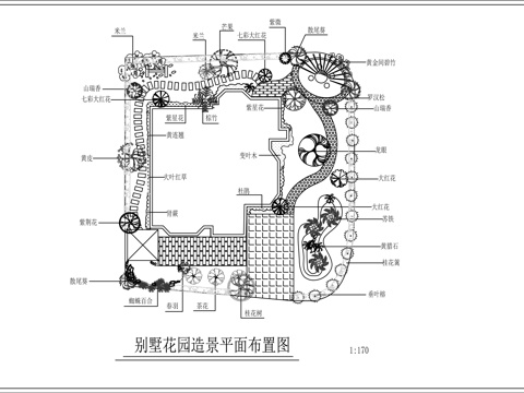 别墅庭院景观绿化CADcad施工图