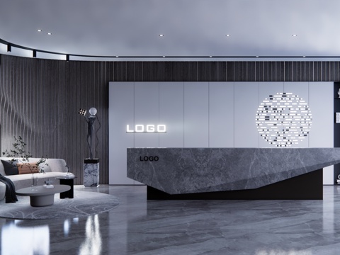 前台 工装 接待su模型