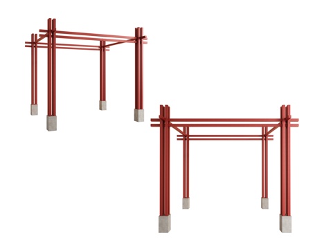  新中式廊架 造型架 架子 艺术架3d模型 