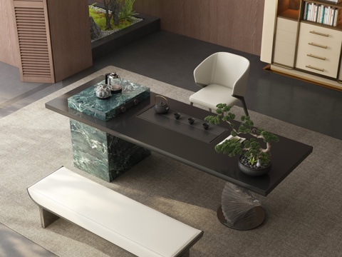  现代茶室 茶桌椅3d模型 