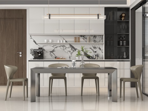  现代轻奢餐厅 餐桌椅3d模型 