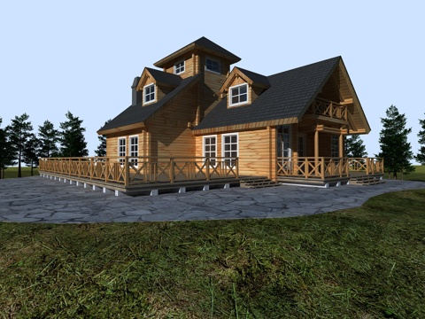  现代独栋别墅木屋3d模型 
