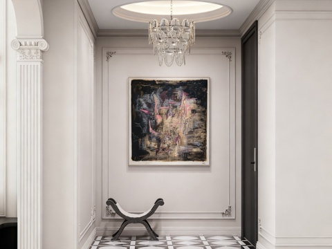  法式玄关过道3d模型 