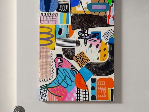  现代，复古，抽象，简约，挂画3d模型 