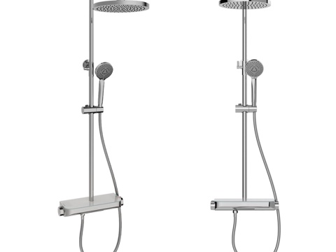  OM淋浴架 Teo 带恒温器、 出水口和她3d模型 