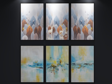  现代 北欧 挂画 装饰画3d模型 