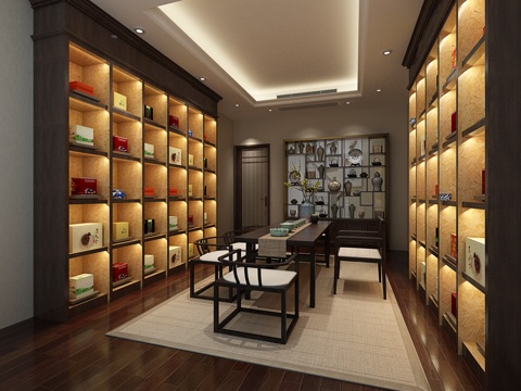  中式茶室3d模型 