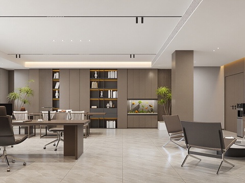  现代意式经理办公室 办公桌椅 老板椅 办公椅 摆件3d模型 