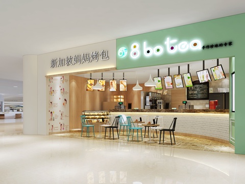  混搭奶茶店3d模型 