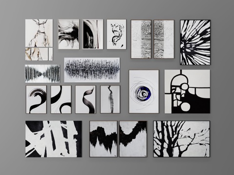  现代风格挂画组合3d模型 