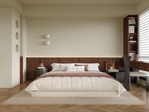  现代卧室 双人床3d模型 