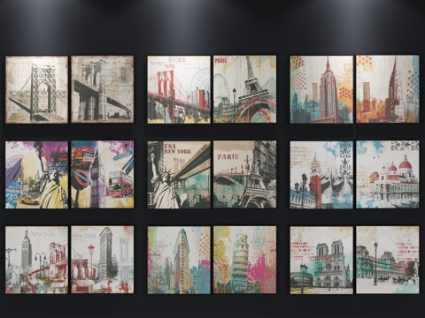  现代装饰画 北欧挂画3d模型 