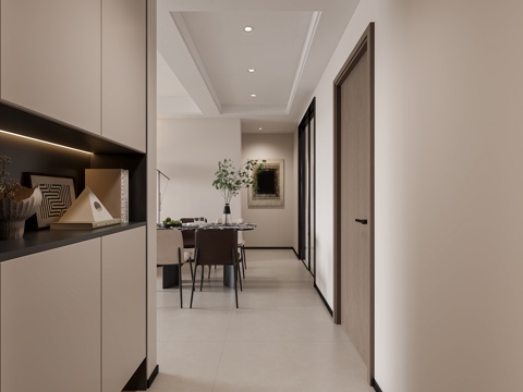  现代简约玄关过道3d模型 