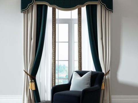  后现代奢华窗帘3d模型 