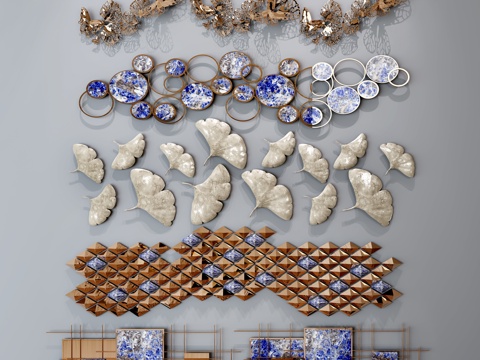  现代金属墙饰 装饰品 石材墙饰3d模型 