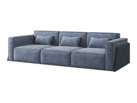  现代简约双人沙发 双人沙发 简约沙发 客厅沙发 抱枕  绿色3d模型 