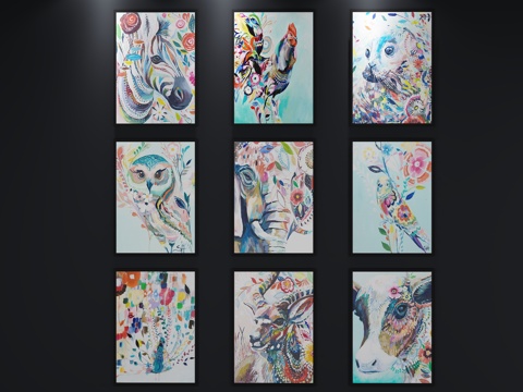  现代 北欧 挂画 装饰画3d模型 