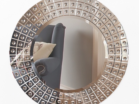  现代圆形金属装饰镜3d模型 