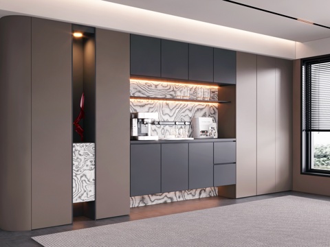  现代餐边柜3d模型 