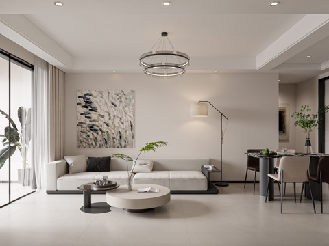  现代简约客餐厅3d模型 