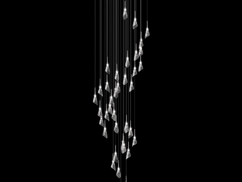  装置作品《挽歌》SK-GLASS® 37盏吊坠3d模型 