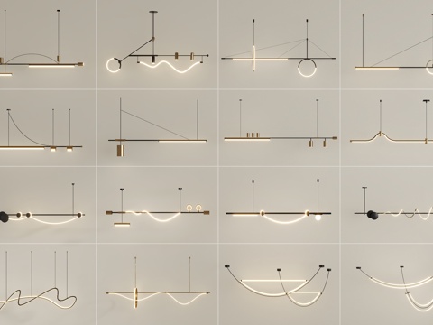  现代吊灯组合3d模型 