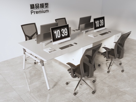  办公桌现代办公桌椅 办公桌椅组合 职工工位3d模型 