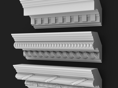  带装饰线脚的檐口，预制件，编号189，编号3d模型 