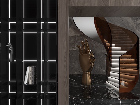  现代旋转楼梯3d模型 