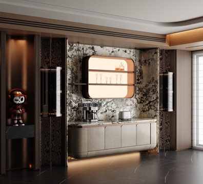  现代轻奢酒柜 意式轻奢餐边柜3d模型 