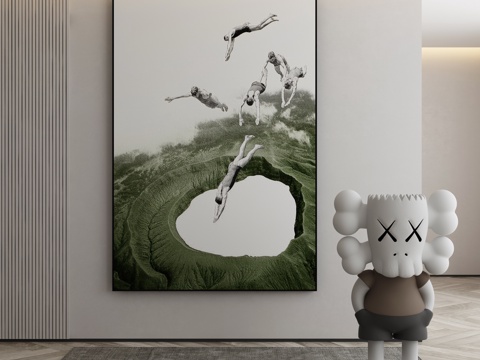  极简抽象挂画3d模型 