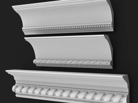  带装饰线的檐口线条，预制件，187号， 编号3d模型 