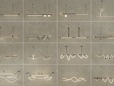 现代吊灯组合3d模型 