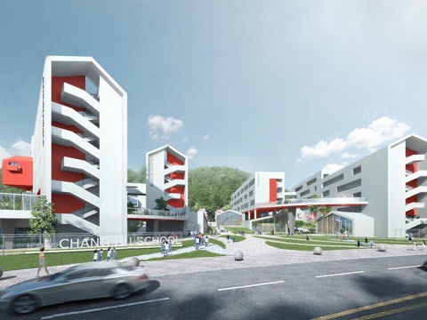 现代学校建筑  中小学建筑 艺术培训学校 教学楼建筑su模型