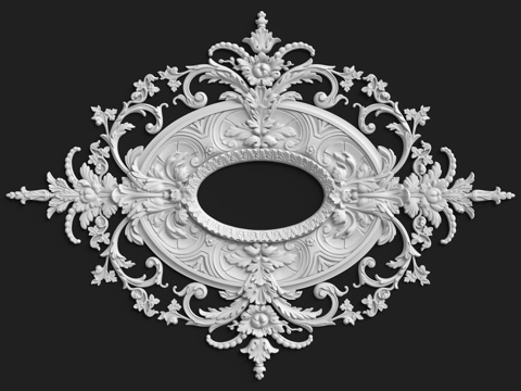  带灰泥装饰的玫瑰花饰，套装编号1513d模型 