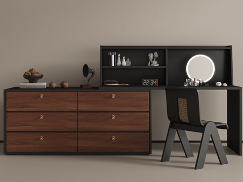 中古复古梳妆台su模型