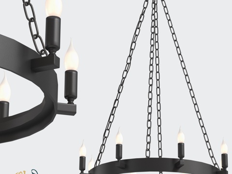  阁楼风格吊灯 RS100 8 Tani3d模型 