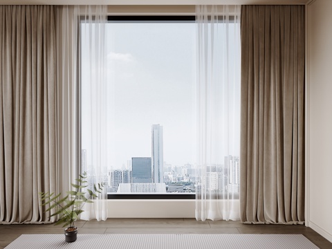  现代窗帘3d模型 