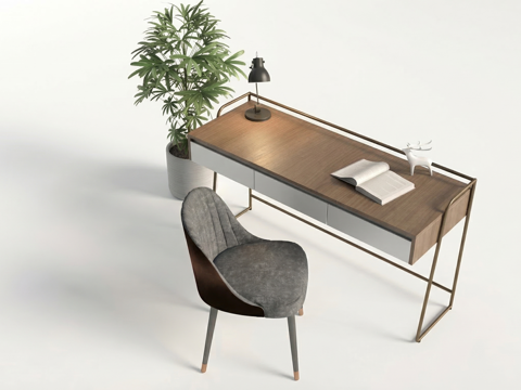 现代书桌椅组合su模型