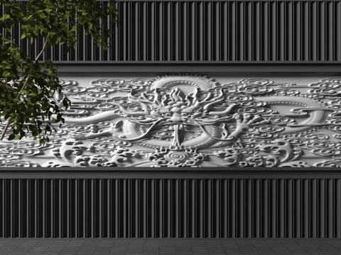  现代背景墙3d模型 