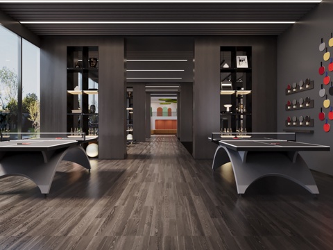  现代乒乓球室3d模型 