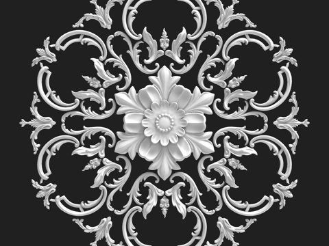  带装饰线的预制花饰，编号1463d模型 